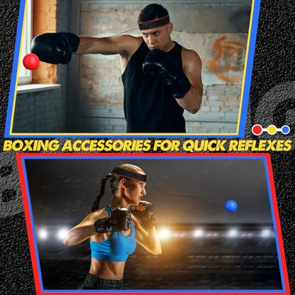 WinnerWhy Boxing Reflex Balls Set 3 Different Balls Adjustable Headband Boxing Gloves Gift Men Teen for Punching Speed Hand Eye Coordination Training Boxing Equipment