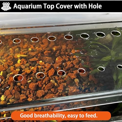 1 Pcs Fish Tank Top Cover for Aquarium, Acrylic Aquarium Anti-Jump Cover/Cat-Proof Terrarium Lid, with Feeding Hole, Fresh Air Screen Cover(51x16.5cm/20.1x6.5inch)