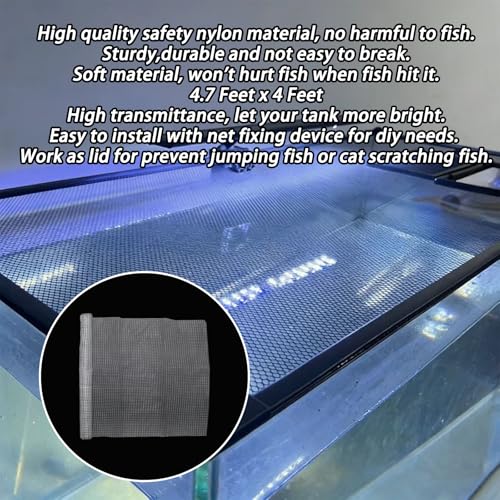 Clear Fish Tank Net, Cuttable Aquarium Lid, Plastic Aquarium Mesh, Fish Tank Top Cover, Screen Cover to Prevent Jumping Fishes, 4 x 4.7 feet