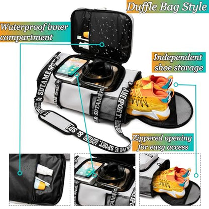 SDTAME Gym Duffel Backpack with Shoe Pocket & Laptop Sleeve - color: Grey