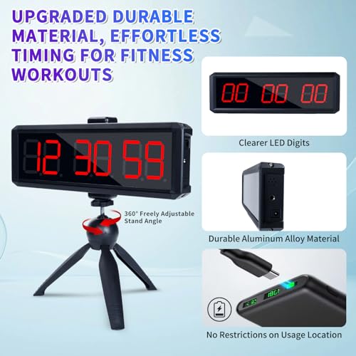 Large Stopwatch with Start/Stop Button、LED Digital Timer with Stand、360° Press Button、Stopwatch for Obstacle Course、Fitness Clock for Home Gym、Interval Timer for Exercise (1.5 red) - color: 1.5 Red