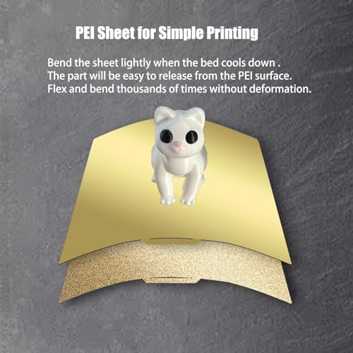 JUUPINE 257x257mm Double Sided Flexible PEI Sheet, Smooth PEI +Textured PEI Surface for Bambu Lab X2D/P2S/P1P/P1S /X1/X1C/X1E/A1 3D Printer, 3D Printer PEI Spring Steel Build Plate Removable Platform - color: Smooth gold PEI+Textured PEI