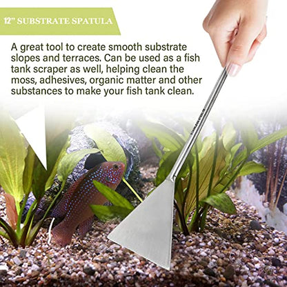 A2Z-Aquarium Tools Kit, 5 in 1 Long Stainless Steel Tweezers Scissor Spatula Multi Functional Aquarium Tank Tool Set for Fish and Aquatic Plants Trim Aquascaping Cleaning & Fish Kit