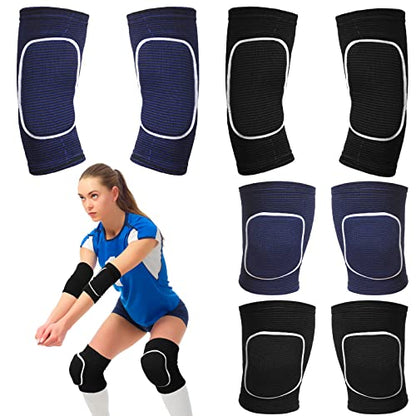 Sosation 2 Set Volleyball Elbow Pads and Knee Arm Sleeves,Black Blue - color: Black Blue