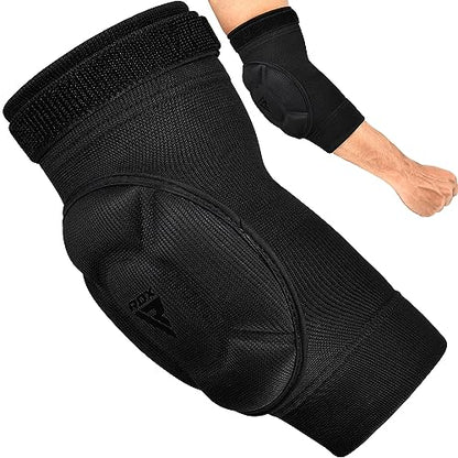 RDX Elbow Pads, Muay Thai MMA Kickboxing Sparring Elbow Guard, Martial Arts Striking Protection,Wrestling Basketball Adjustable MTB Volleyball Compression Padded Sleeve, Men Women - color: Black Black, size: Small
