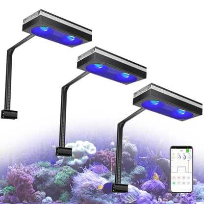 3xRL180 540W Saltwater Aquarium Light Reef Smart App Controlled Saltwater Fish LED Lighting for 72-96Inch Fish Tank LED Lights for Corals Reef Marine (3 Lights with Arm Kit) - size: 3 Lights With Arm Kit