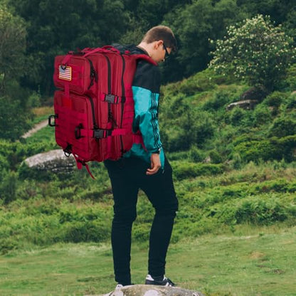 Hannibal Tactical MOLLE Assault Backpack, Tactical Backpack Military Army Camping Rucksack - color: Red