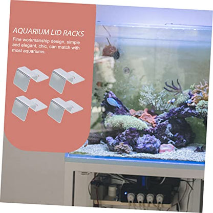 BESPORTBLE 4pcs Stainless Steel Fish Tank Lid Holders Easy Install Aquarium Glass Cover Racks Support for Thick Glass Fish Tank Accessories