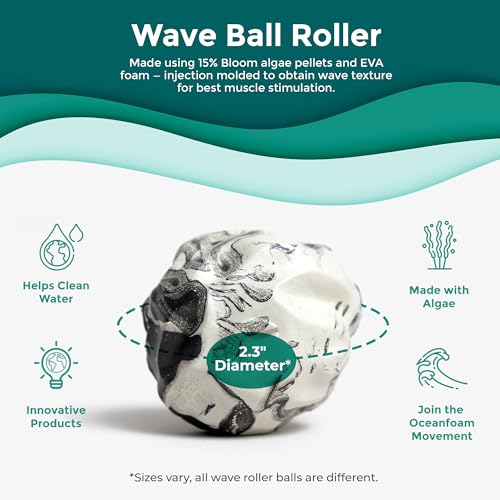 Oceanfoam Wave Massage Ball Roller – Textured Lacrosse Ball, Plantar Fasciitis Relief, Muscle Knot Therapy, Myofascial Release, Feet Pain – Travel Size (Black Marbled, Miami Blue, Hot Pink) Pack of 3 - color: Pack of 3 (Black Marbled, Miami Blue, Hot Pink