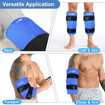 SuzziPad 360° Reusable Ice Pack for Calf, Shin Splint, Arm & Elbow, Blue - color: Blue