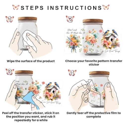 10 Pcs Flower UV DTF Cup Wraps, Floral Plants UV DTF Rub on Transfer Sticker Inspirational Quotes Waterproof Transfer Sticker Decals for 16OZ Glass Cups Water Bottle DIY Crafts - style: Flower