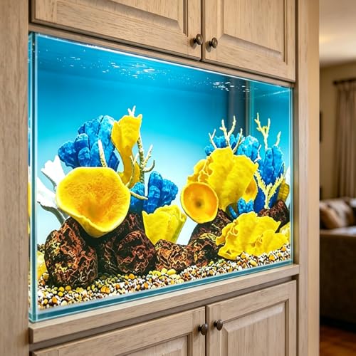Double Sided Fish Tank Background 12 x 20 Inches for Fish Tanks Aquarium Backgrounds Decorative Poster Paper Sticker Waterproof Fish Tank Wallpaper (Conch Coral B)