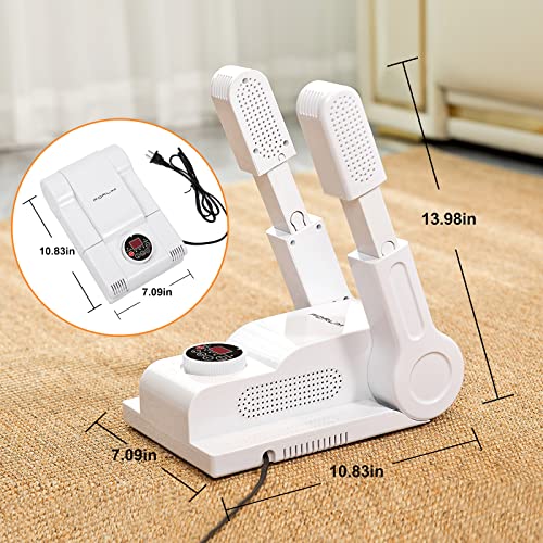 FORLIM Shoe & Boot Dryer for Work Boots, 3 Temp Modes, 24H Delay, White - color: White