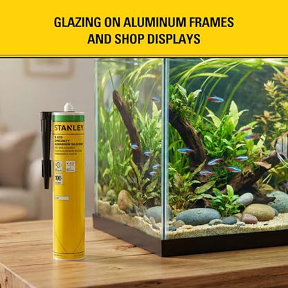 Stanley Waterproof Aquarium Silicone - 12x10.1 Fl. Oz. Clear, Waterproof Bond to Glass, Non-Toxic Aquarium Sealer for Freshwater & Saltwater Aquarium | 12 Pack.