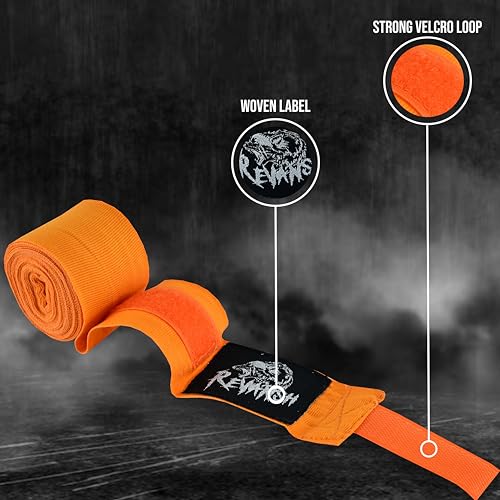 Sports 180-Inch Mexican Style Hand Wraps – Elasticated for Boxing, MMA, Kickboxing, Muay Thai & Martial Arts | Men & Women - color: Orange