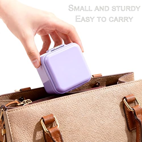 Denture Bath Case, Denture Soaking Container Denture Cup Soaking Holder Mouth Guard Denture Box Denture Baths Cleaning with Lid Retainer Case （Purple） - color: pruple
