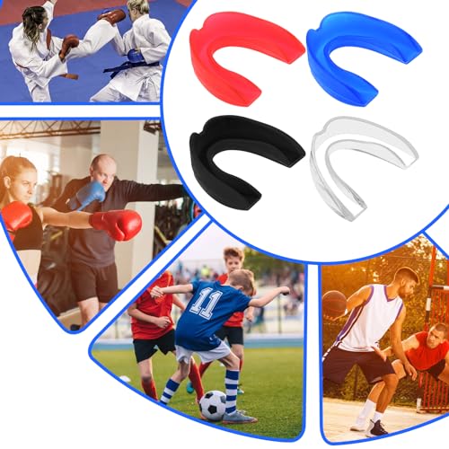 4 Pcs Sports Mouth Guards Sports Athletic Mouthpiece Teeth Shield | Adults Junior, Protection, for Boxing MMA, Basketball Football, Hockey Karate Taekwondo, Judo Martial Arts