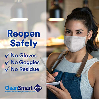 CleanSmart Hospital Disinfectant, Hypochlorous Acid Technology, 1 Gallon | Kills 99.9% of Viruses and Bacteria, EPA Registered, Professional Strength Sanitizer for Businesses, Schools, and Restaurants - size: 128 Fl Oz (Pack of 1)