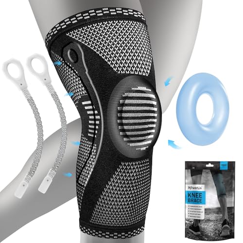 POWERLIX Knee Compression Brace with Support & Silicon Pad for Pain Relief | Best Knee Brace for Men & Women, support for Running, Basketball, Weightlifting, Gym, Workout, Sports