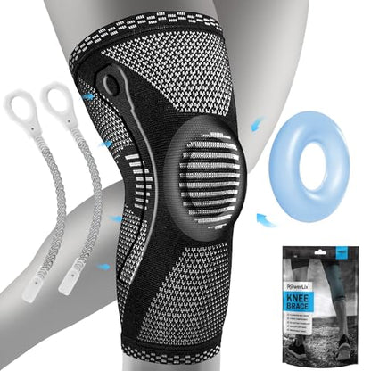 POWERLIX Knee Compression Brace with Support & Silicon Pad for Pain Relief | Best Knee Brace for Men & Women, support for Running, Basketball, Weightlifting, Gym, Workout, Sports