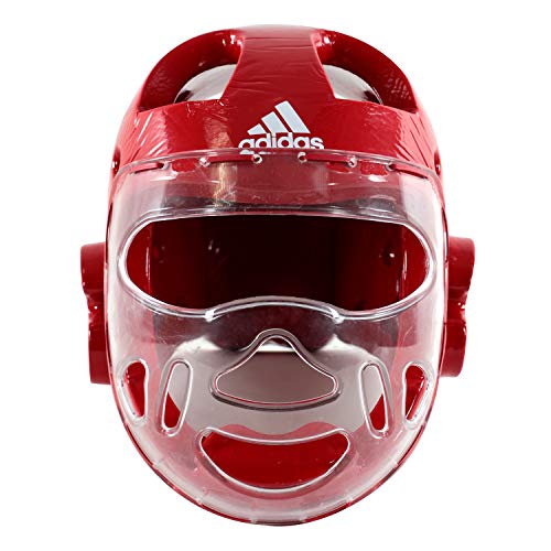 adidas Martial Arts Taekwondo Headgear with Face Shield - color: Red, size: X-Small