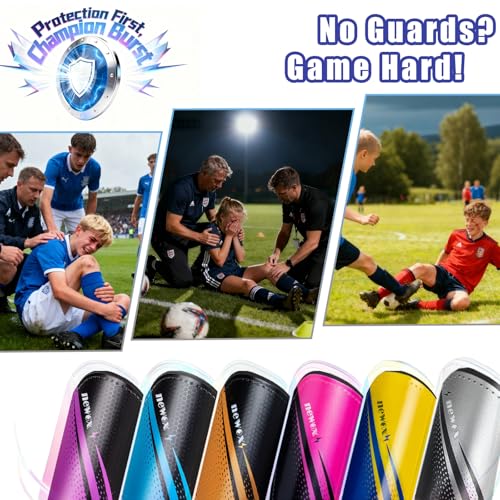 Newox Soccer Shin Guards for Kids Youth Toddler - color: purple, size: Medium