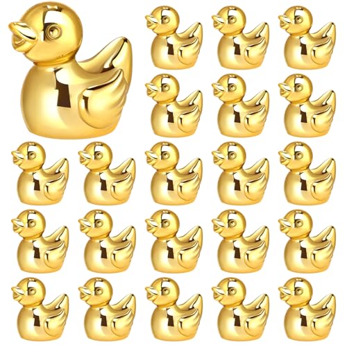 Hiboom Gold 24 Pcs 2 Inch Duck Statues Figurines Centerpieces Gifts Car Dashboard Decorations for Birthday Gift Party Decoration Favors (Duck) - color: Gold, style: Duck