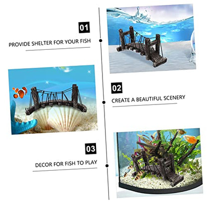 POPETPOP Fish Tank Bridge Decor Aquarium Bridge Lifelike Design for Underwater Landscape Easy to Safe for Fish for Climbing Pet Box Decoration