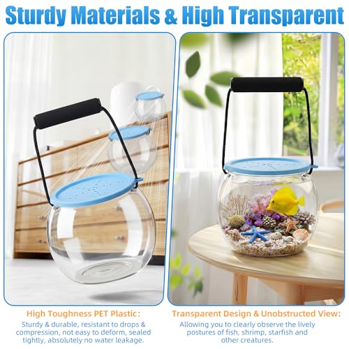 Beach Aquarium Kit Clear Portable Plastic Fish Tank Catch and Release Design Transport Container for Kids Beach Must Haves Crab Catching Kit Small