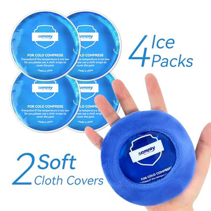 samply Small Gel Ice Packs, 4 Mini Reusable Cold Packs with 2 Covers - color: Dark Blue