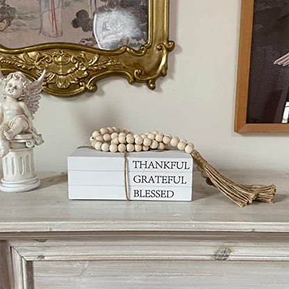 Decorative Books for Home Decor, White Faux Books for Decoration, Rustic Farmhouse Stacked Display Books (Thankful Grateful Blessed) - style: Thankful Grateful Blessed