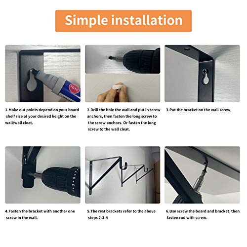 Heavy Duty Closet Rod & Shelf Brackets Clothes Hanger Pole Support Bracket Black 3 Pack - color: Black