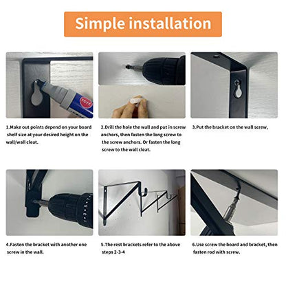 Heavy Duty Closet Rod & Shelf Brackets Clothes Hanger Pole Support Bracket Black 3 Pack - color: Black