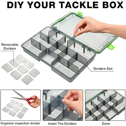 6 Pcs Fishing Tackle Boxes Waterproof Airtight Plastic Tackle Box Organizer Transparent Fishing Tackle Storage with Adjustable Dividers for Terminal Tackle Lure Bait Hook(Large)