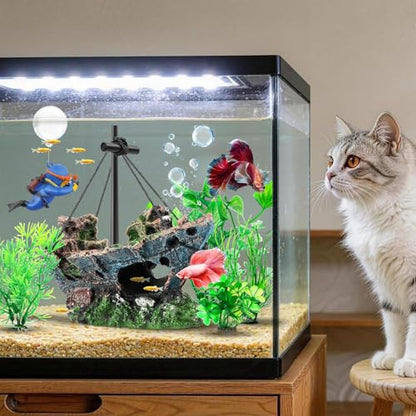 6 Pack Little Diver Floating Fish Tank Decoration，Mini Floating Submarine Aquarium Plants Sunken Ship Decoration — Safe Resin Fish Tank Decor for Betta, Shrimp (5.3 x 2.5 x 4.5 inches) - size: 6 Pcs
