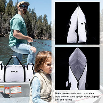 Goture Insulated Fish Cooler Bag,Travel Insulated Cooler Bag,Monster Leakproof Fish Kill Bag, Portable Small/Medium/Large Cooler Bag for Outdoor Travel Camp Beach Picnic with Drain Plug - color: Small-27.4x11.8x15.7in