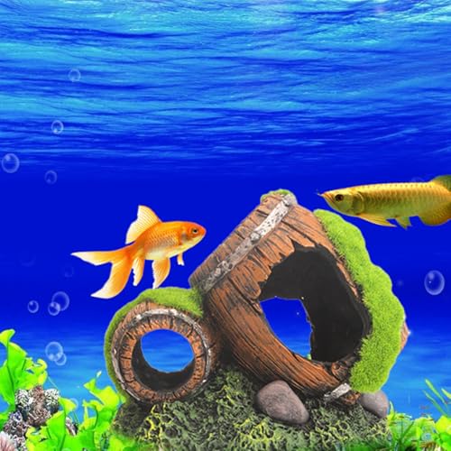 Natural Lookings Artificial Moss Barrels Landscape Decors for Aquariums Hideouts Accessory for Fish Shrimp Fishtanks Ornament