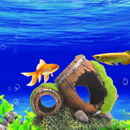 Natural Lookings Artificial Moss Barrels Landscape Decors for Aquariums Hideouts Accessory for Fish Shrimp Fishtanks Ornament