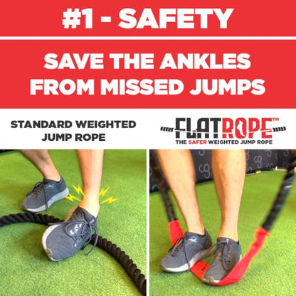 FLATROPE 5 lb Ankle-Safe Weighted Jump Rope, Adjustable Flat-Mesh Design - color: Black, size: 110"