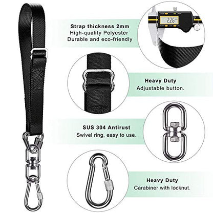 Dolibest Heavy Bag Straps, Punching Bag Hangers Strap for Boxing Training - color: Black with swivel