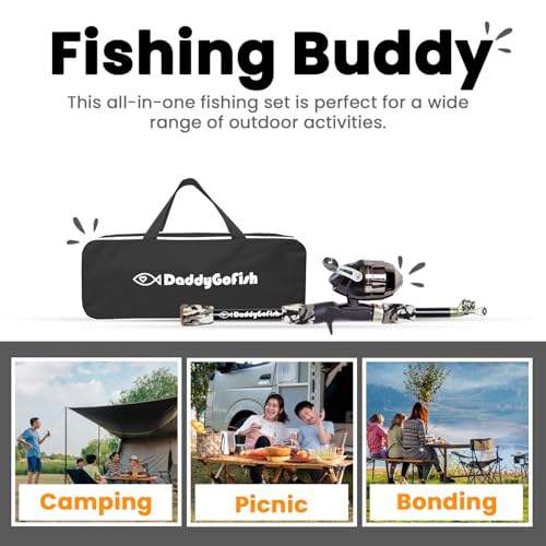 Kids Fishing Pole - Rod Reel Combo Tackle Box Starter Set - First Year Small Dock Gear Kit for Boys Girls Toddler Youth Age Beginner Little Children Junior Anglers