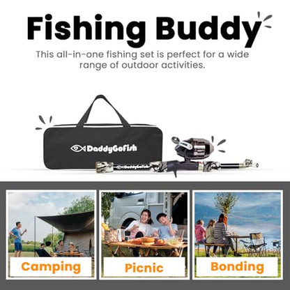 Kids Fishing Pole - Rod Reel Combo Tackle Box Starter Set - First Year Small Dock Gear Kit for Boys Girls Toddler Youth Age Beginner Little Children Junior Anglers