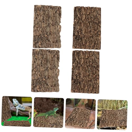 Lurrose 4pcs Natural Bark Terrarium Background for Reptile Tank Aquarium Decor Lightweight Bark Panel for Lizard Turtle Frog Habitat Versatile Scenic Board for Terrarium and Photo Props