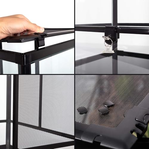 REPTI ZOO 24" x 18" x 36" Reptile Tall Glass Terrarium Rainforest Habitat Double Hinge Door with Screen Ventilation 67 Gallon Reptile Terrarium Easy Assembly