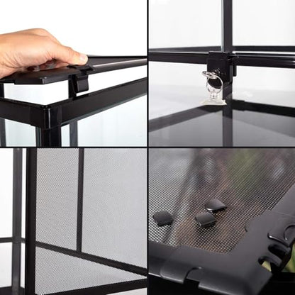 REPTI ZOO 24" x 18" x 36" Reptile Tall Glass Terrarium Rainforest Habitat Double Hinge Door with Screen Ventilation 67 Gallon Reptile Terrarium Easy Assembly