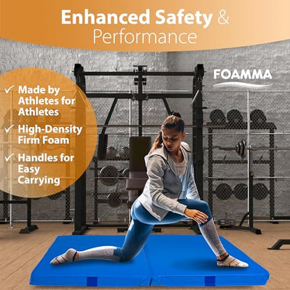 Foamma Gymnastics Mat - 4' x 4' x 6', Blue Foldable Landing Mat for Kids and Adults - size: 4ft x 6ft