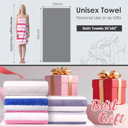 JML Microfiber Bath Towels, 2 Pack, 30" x 60", Cabana Stripe Pink - color: Cabana Stripe Pink, size: 2 Pack (30 in x 60 in)