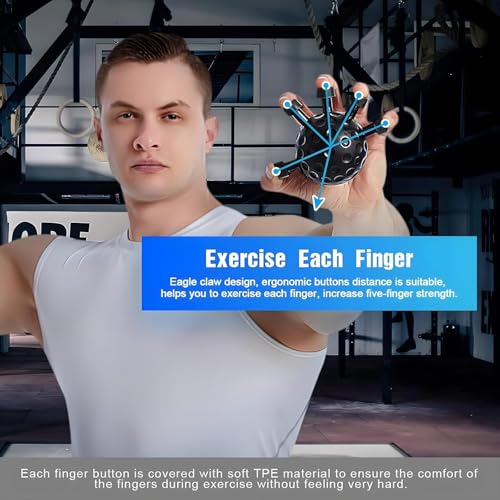 Finger Grip Strengthener, 2025 New Hand Grip Strength Trainer, Finger Exerciser Grip Tool, Adjustable Hand Muscle Strength Trainer for Grip Strength and Grip Training - color: Black