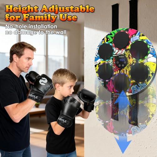 Music Boxing Machine for Kids & Adults - Wall Punching Pad with Lighting, 9-Speed Bluetooth Boxing Game with Gloves, Wall Mounted Exercise Equipment, 2026 Upgrade Boxing Equipment for Kids Age 6+ - color: Hip-Hop