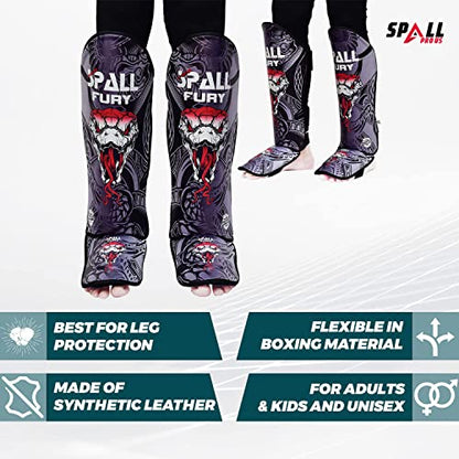 MMA Shin Instep Pad Kick Thai Pad Kick Boxing Guard Protector Leg Foot Guard(Grey Black-XS)